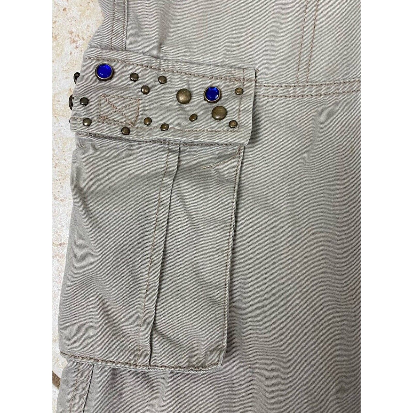 Ed Hardy VTG Ed Hardy Khaki Cargo Pants 27 Skull Patches Rhinestone Size 27" / US 4 / IT 40 - 2 Thumbnail