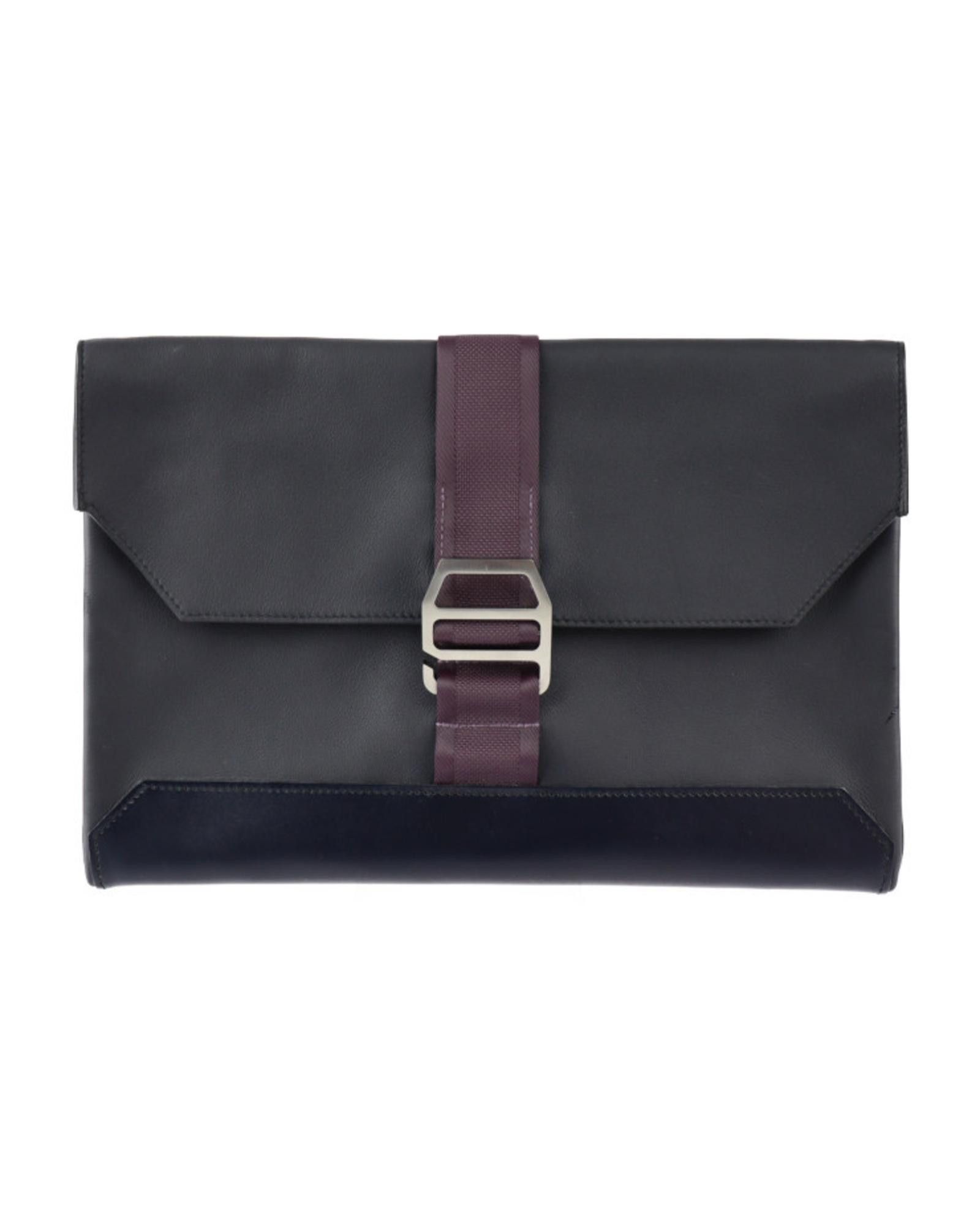 image of Elegant Black Leather Pouch With Silver Details By Hermes, Women's