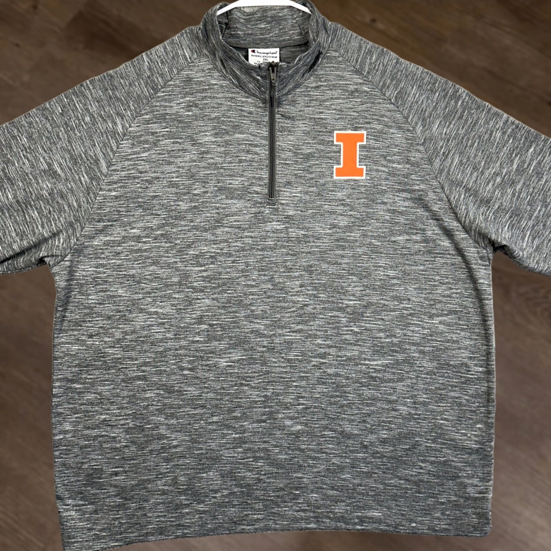 Champion VINTAGE? Illinois Fighting Illini Sweatshirt Quarter Zip Mens 2XL Gray Stretch Champion Size US XXL / EU 58 / 5 - 1 Thumbnail