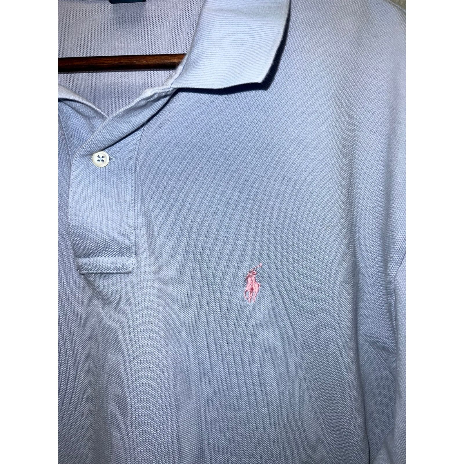 Vintage Polo Ralph Lauren Blue Polo Shirt Pink Pastel Office Top 2XL Size US XXL / EU 58 / 5 - 3 Thumbnail