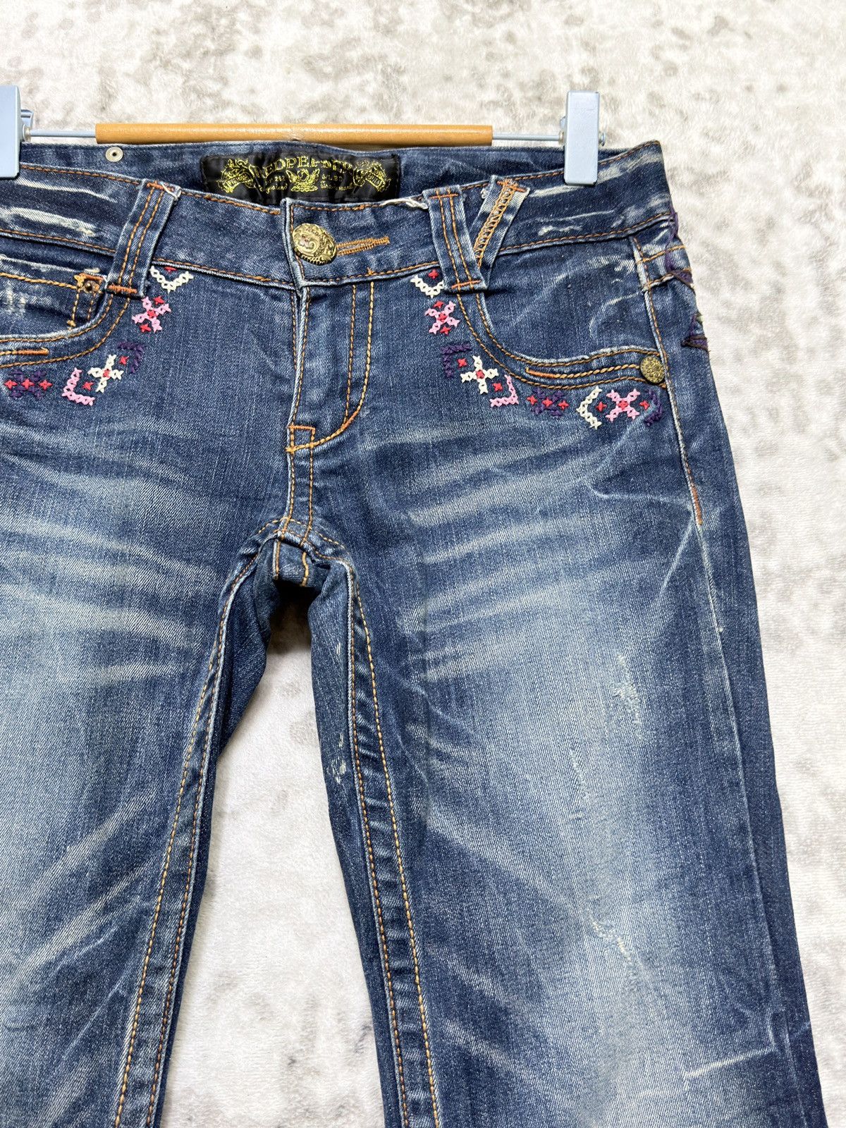 Hysteric Glamour Red Pepper Y2K Mud Wash Embroidered Wing Flare Bootcut Jeans Size US 28 / EU 44 - 5 Thumbnail