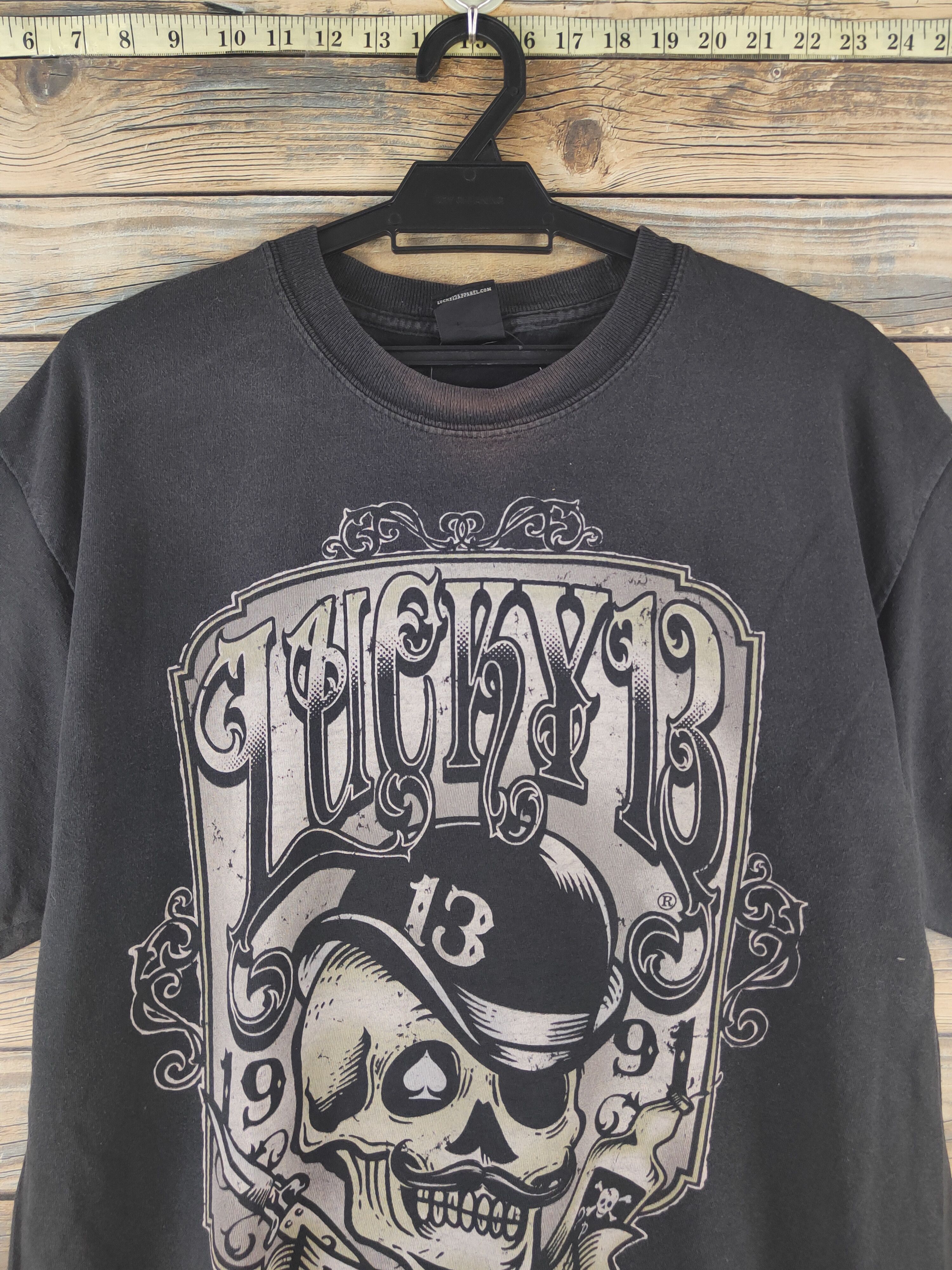 Japanese Brand Lucky 13 skull Black Short Sleeve T-shirts #S2862 Size US L / EU 52-54 / 3 - 2 Thumbnail