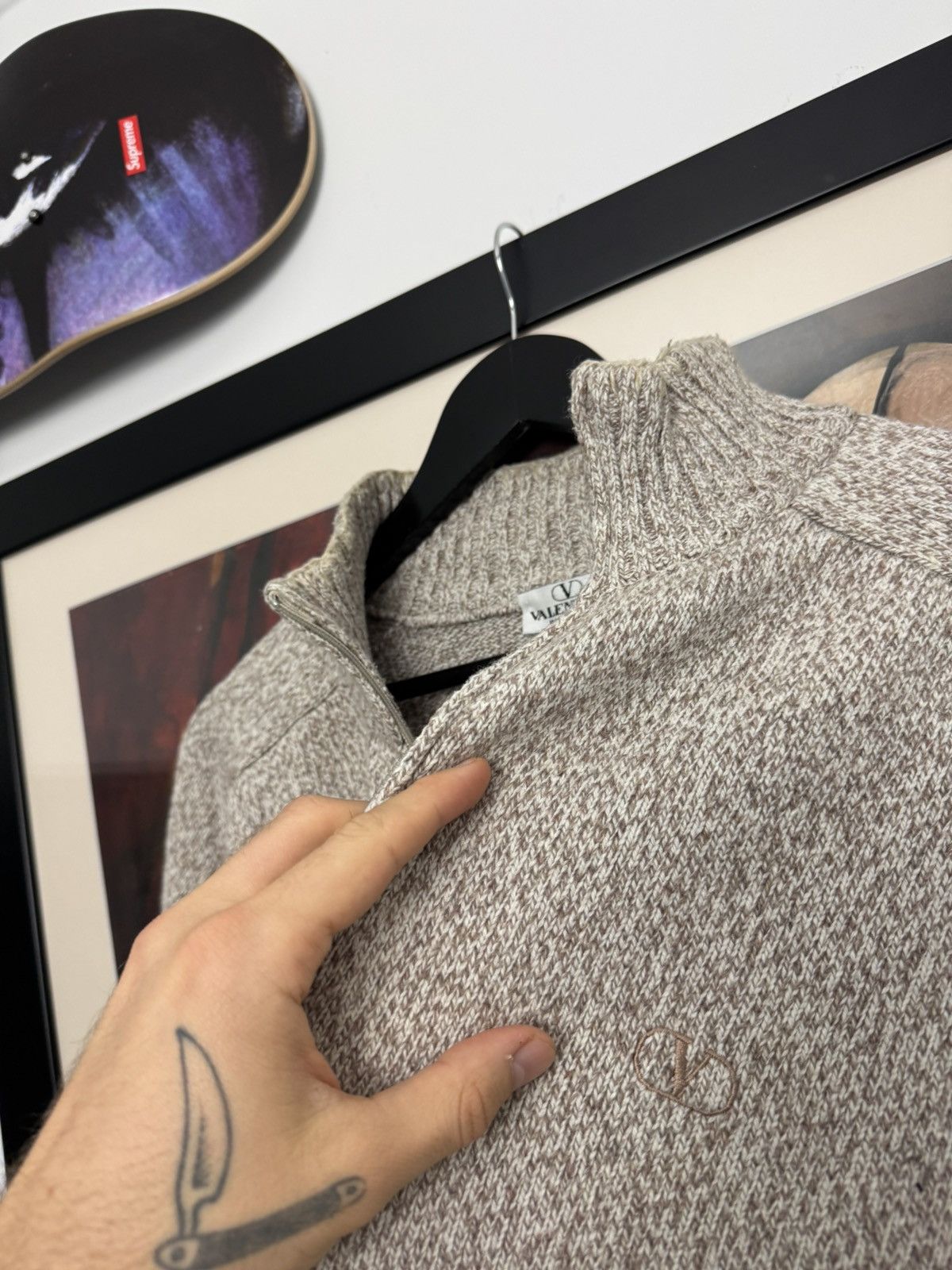 Valentino Valenitno Vintage 90s Beige Zip Wool Cashmere Sweater Knit Size US M / EU 48-50 / 2 - 4 Thumbnail