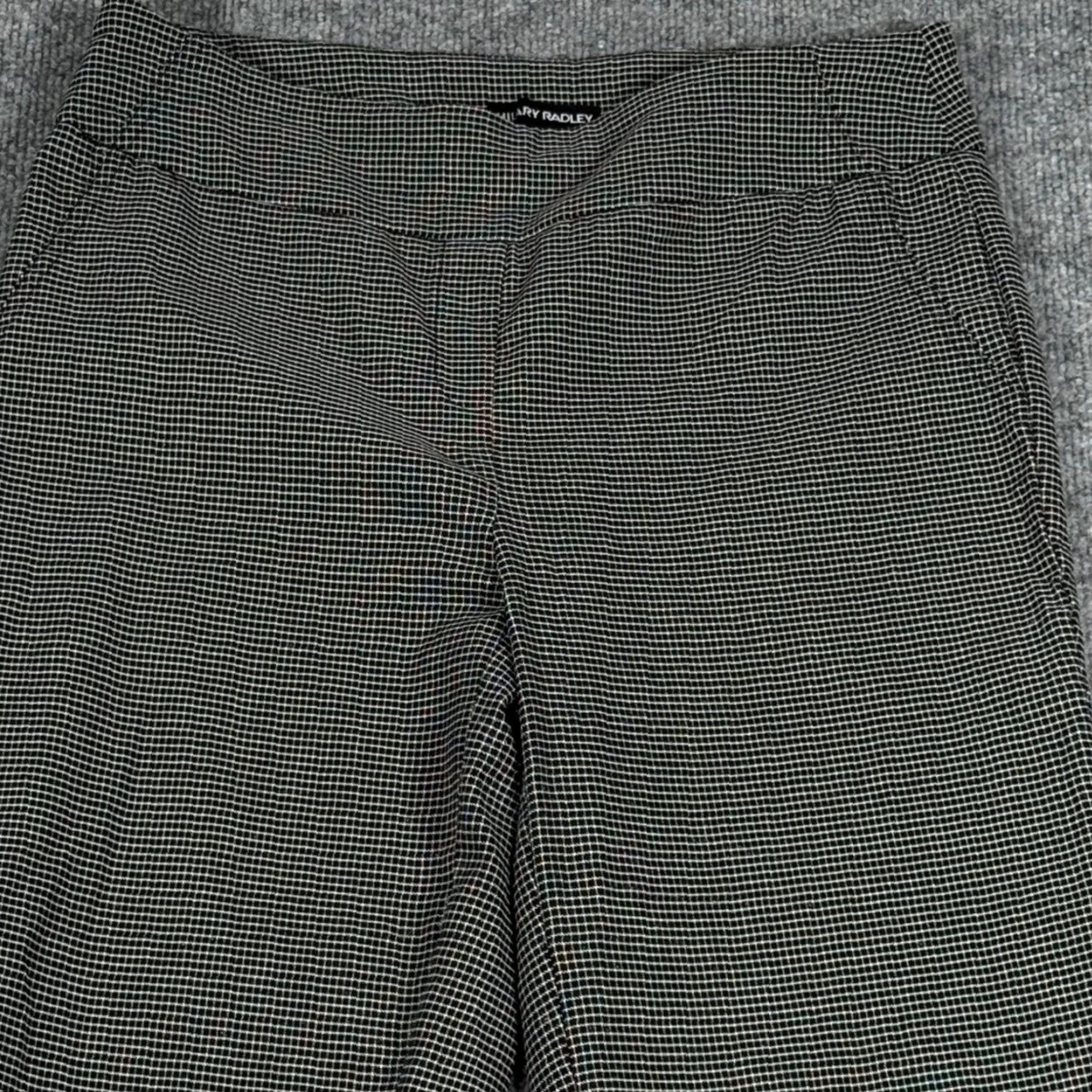 Vintage Hillary Radley Pants M Black Gingham Check Straight Leg Pull On Workwear Casual Dress Pants Womens Regular Size 32" / US 10 / IT 46 - 3 Thumbnail