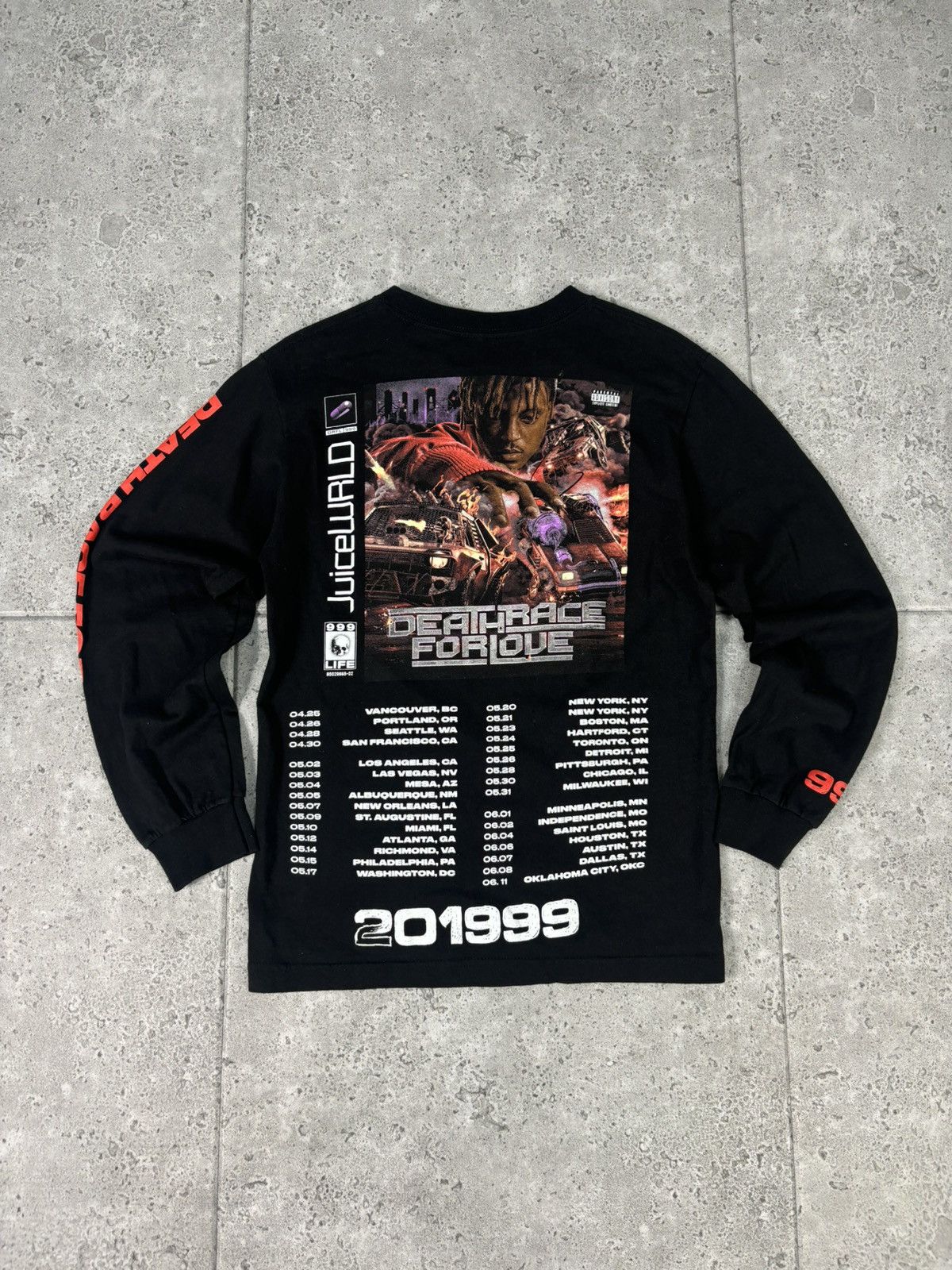 RARE JUICE WRLD DEATH RACE FOR LOVE 999 LS Tour tee