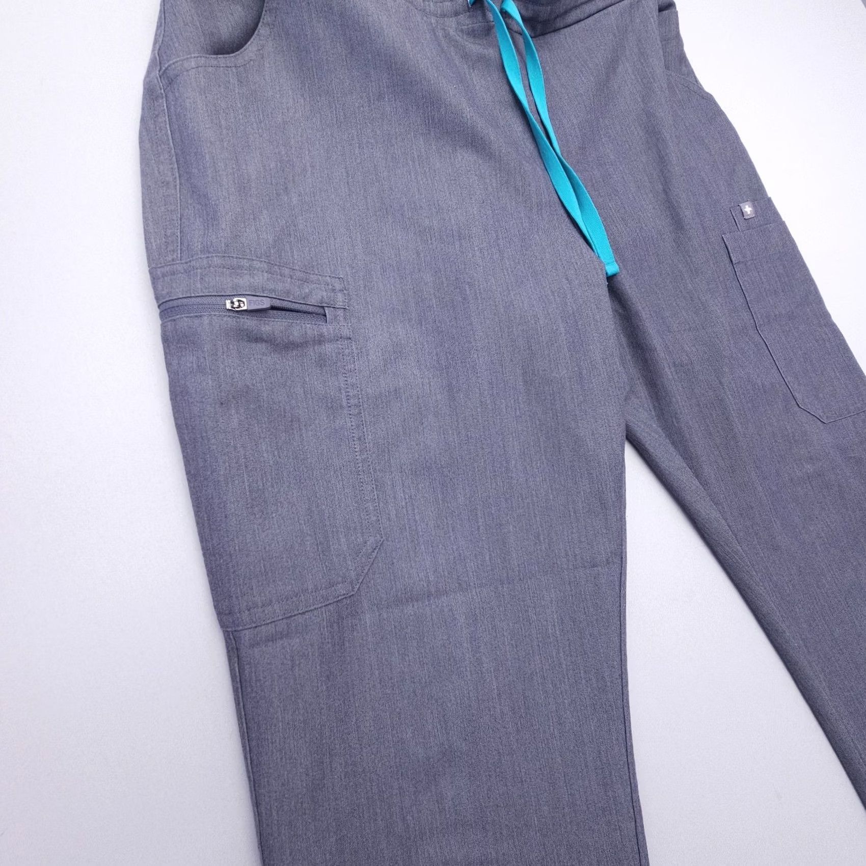 Vintage Figs Yola Skinny Scrub Pants Womens Large Graphite Elastic Waistband Nursing Size 36" / US 14 / IT 50 - 6 Thumbnail