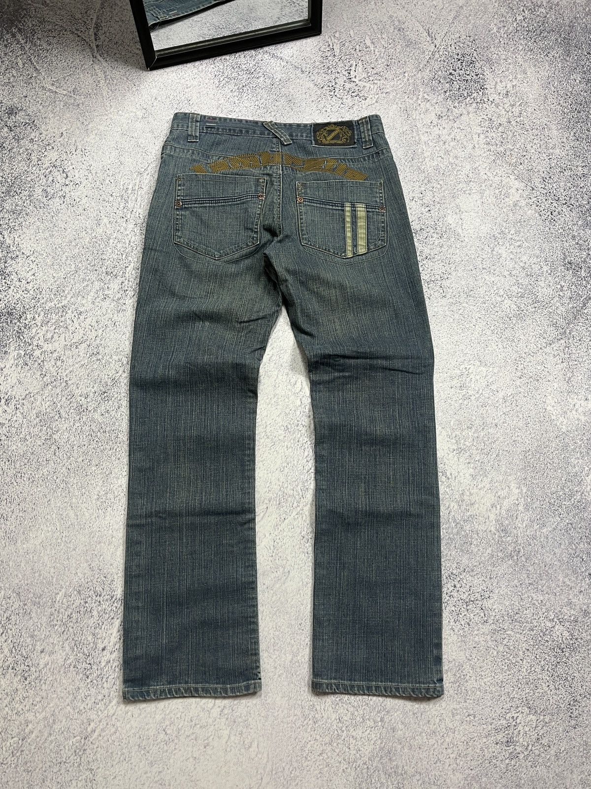 Japanese Brand × Lambretta Lambretta Vintage Baggy Jeans Big logo Drill Streetwear Y2K Size US 32 / EU 48 - 2 Thumbnail