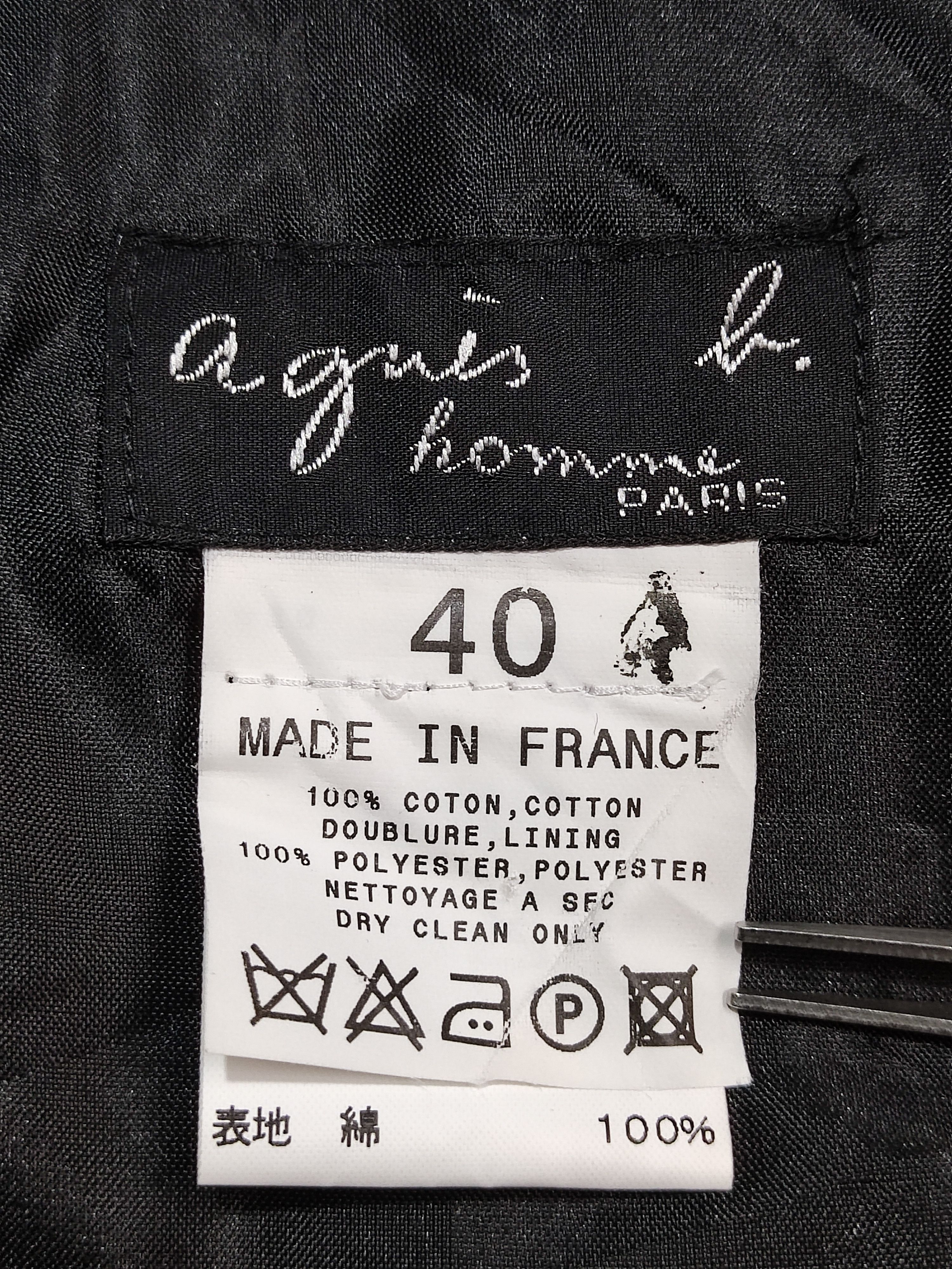 agnes b. Vintage NWT agnès b. homme Paris Black Velvet -France Made Size US 29 - 14 Thumbnail