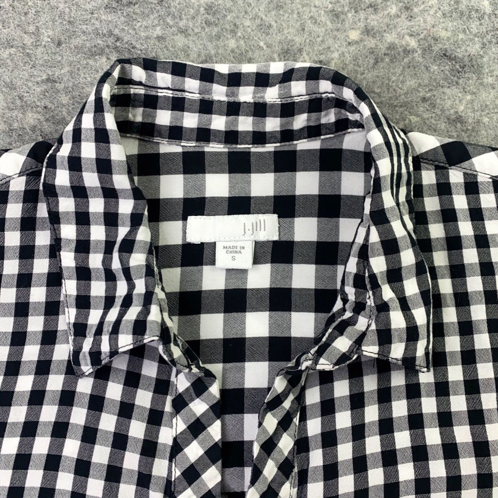 J. Jill J. Jill Womens Shirt Top Small Black Gingham Check Long Sleeve Tunic Button-Up Collared Pleated Blouse Size S / US 4 / IT 40 - 5 Thumbnail