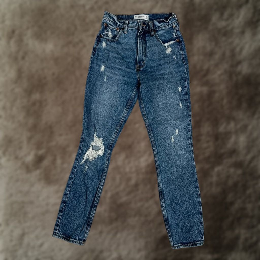 Abercrombie & Fitch Abercrombie & Fitch Jeans Womens 2 26 Blue High Rise The Skinny Distressed Denim Size 26" / US 2 / IT 38 - 1 Thumbnail