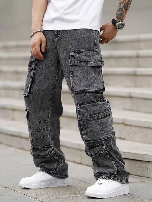 Jean × Vintage CARGO washed DRIP jeans Drill Size US 30 / EU 46 - 1 Thumbnail