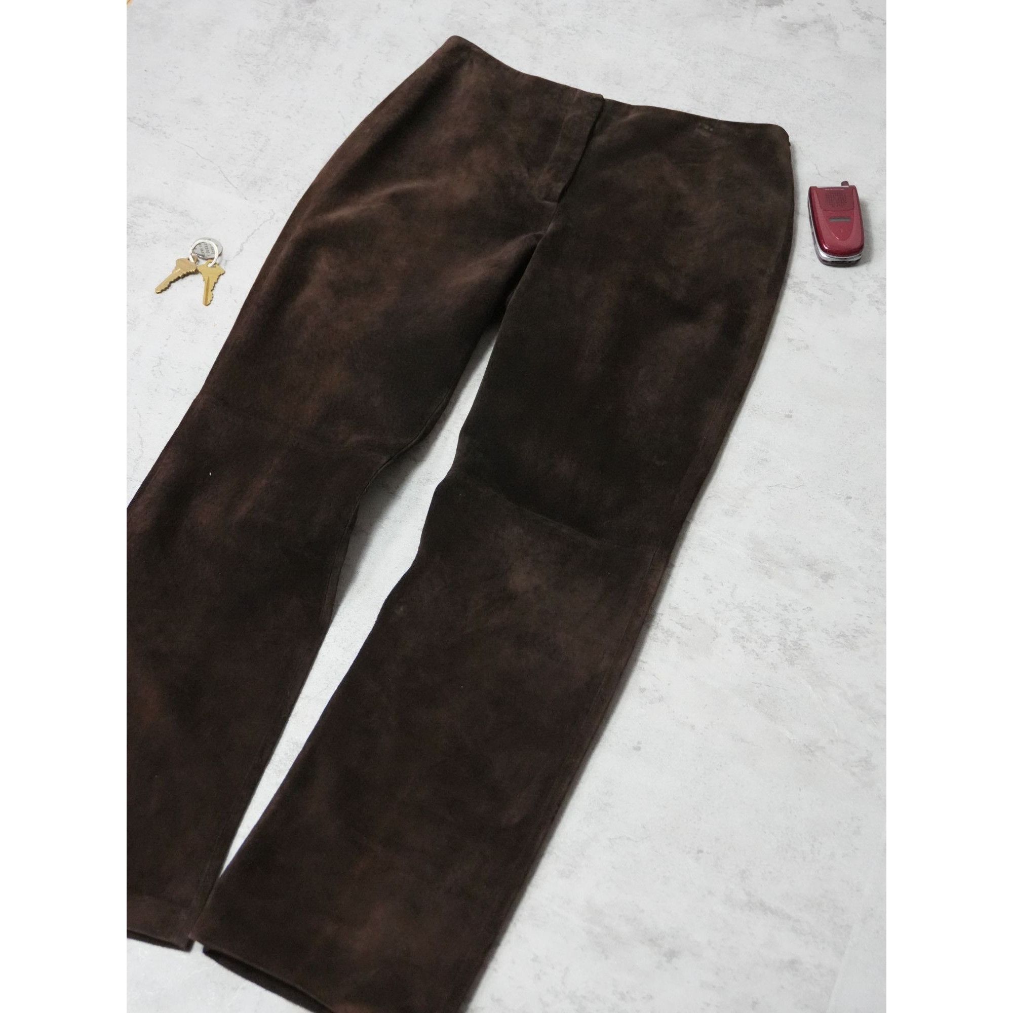 Other Y2k Apostrophe Leather Brown Suede Pants Size US 34 / EU 50 - 2 Thumbnail