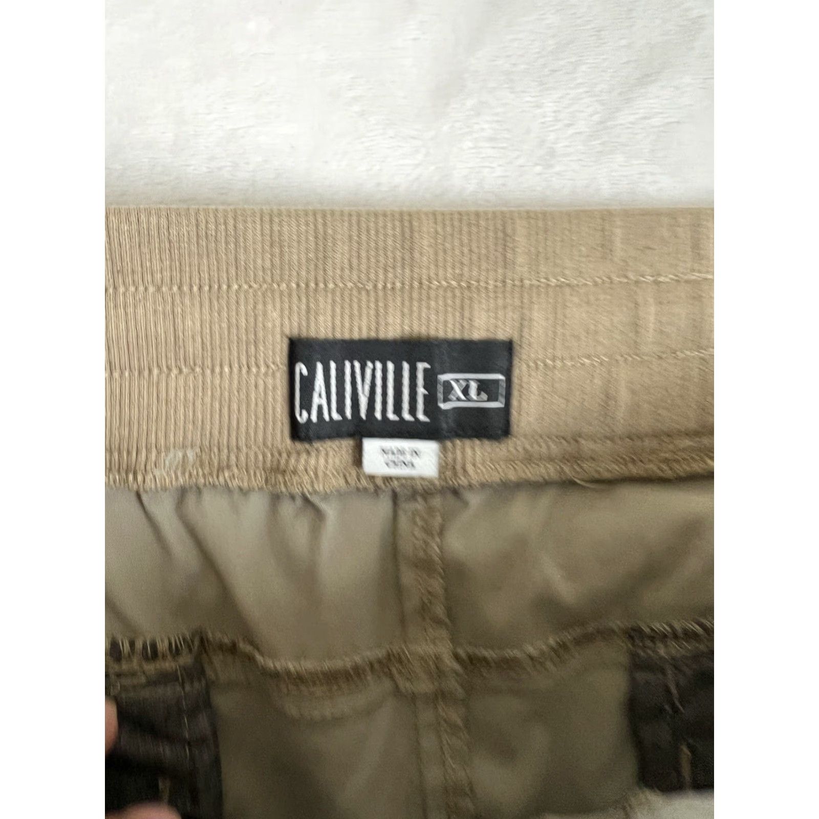 Vintage CALIVILLE Jogger Pants Beige Light Brown Men’s XL Elastic Waist Nylon Regular 29 In Seamy 36 In Waist Casual Size US 36 / EU 52 - 4 Thumbnail