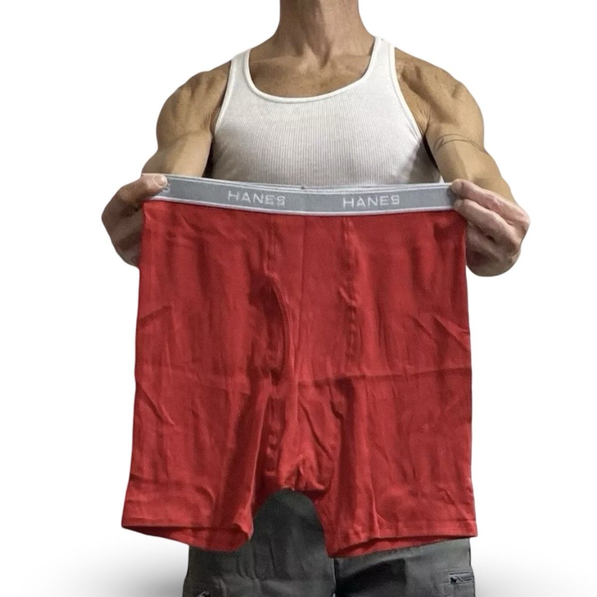 Hanes Hanes Red / Gray Men’s Underwear Boxer Briefs Size Large Size 36 - 1 Thumbnail