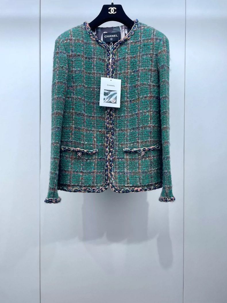 Chanel Chanel 23A The same green plaid jacket of Quan Zhilong 2504 Size XS / US 0-2 / IT 36-38 - 1 Thumbnail