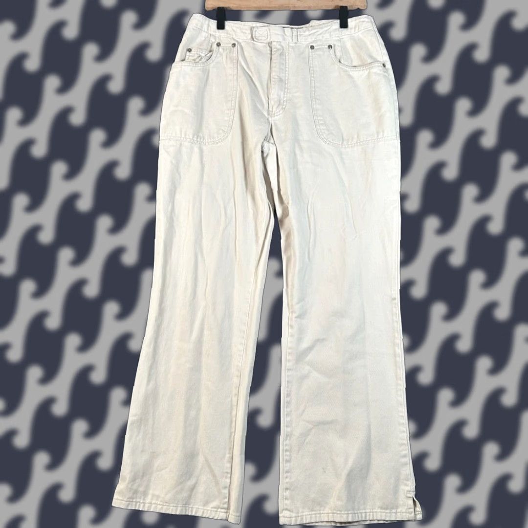 Vintage Xhileration 100% Cotton White Wide Stretch Carpenter Pants Women Size 13 White Womens Carpenter Pants XS? Size 34" / US 12 / IT 48 - 1 Thumbnail