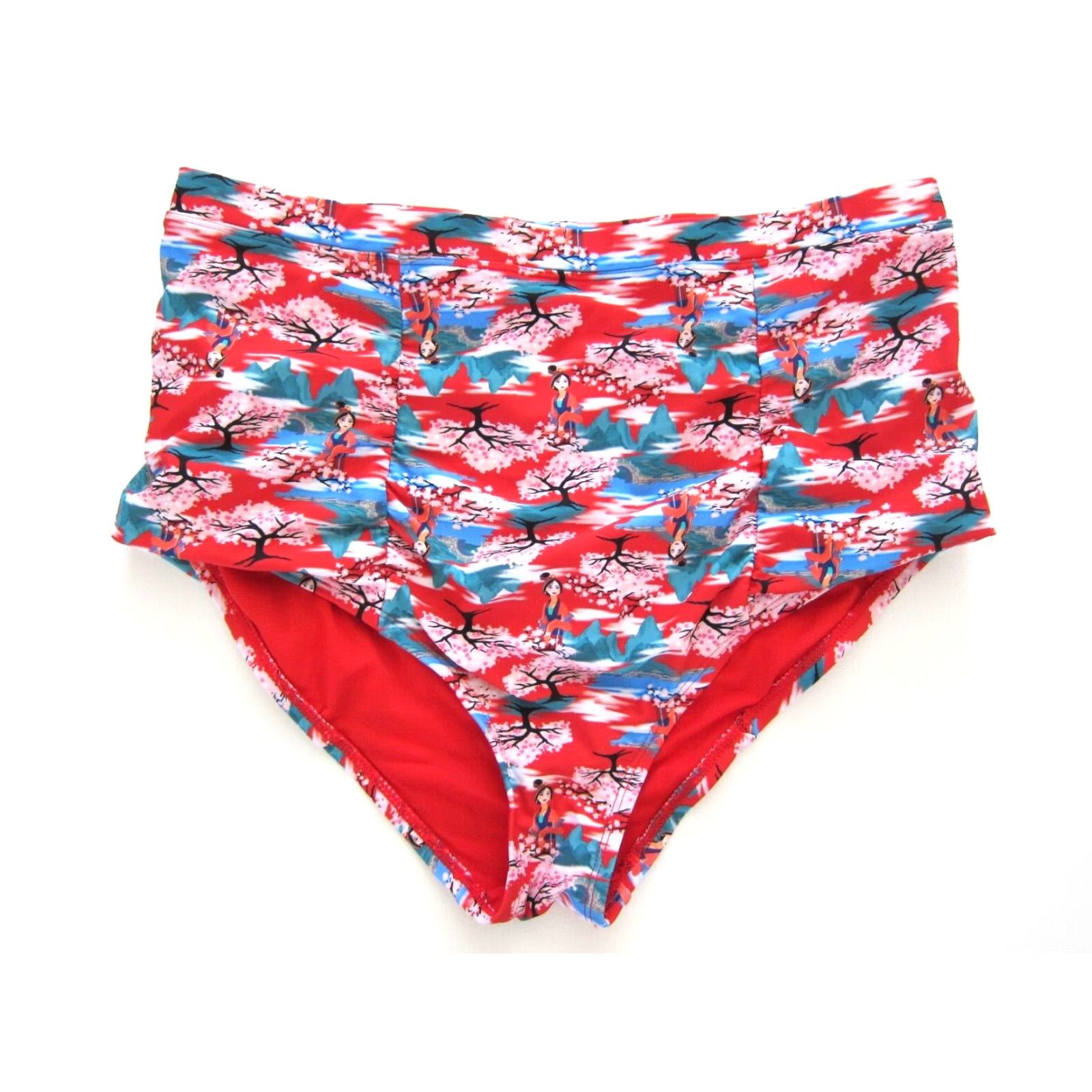 Disney Disney Mulan Princess High Rise Swim Bikini Bottom Plus 0 Red Floral Nylon Spandex Women's Bikini Bottom Theme Princess (Hot Topic) Size 25" / US 0 / IT 36 - 2 Thumbnail