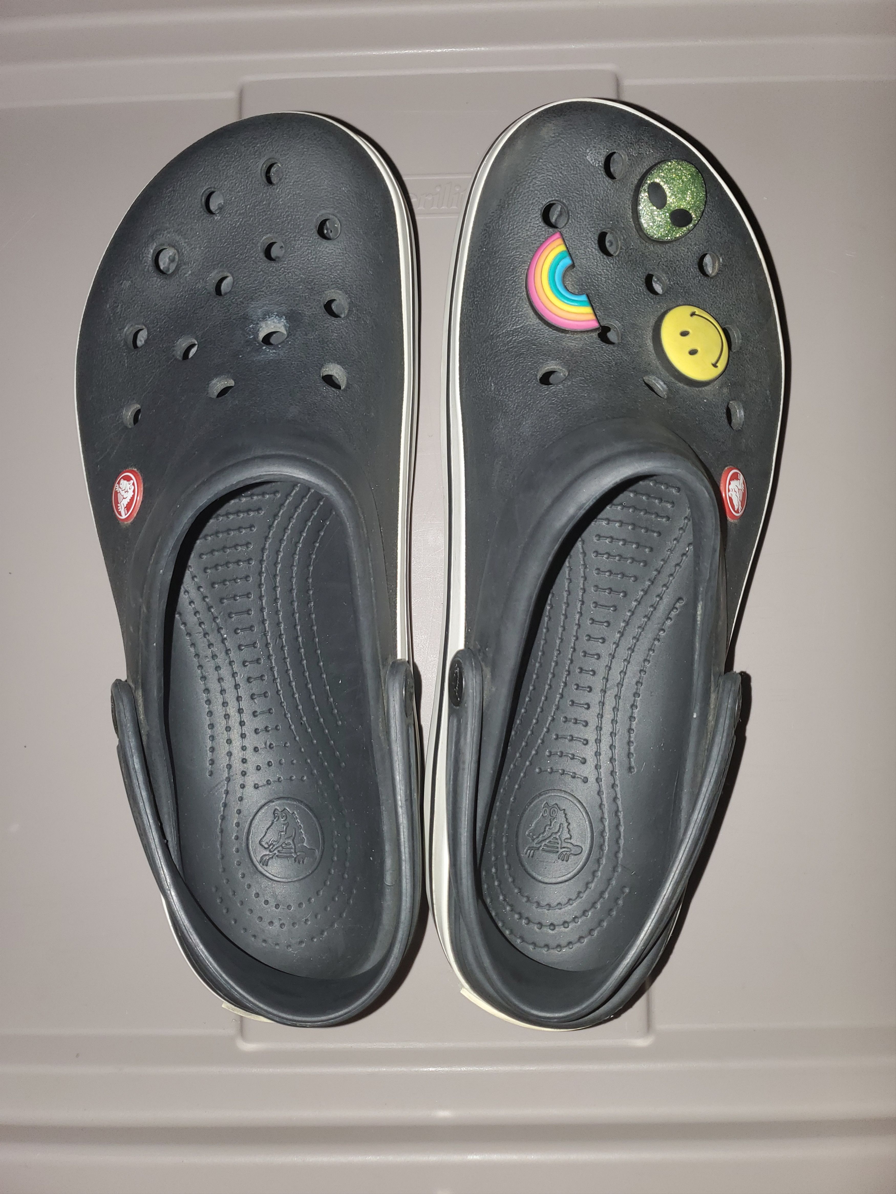 Crocs Black + White Crocs with Croc Charms (W11/M9) Size US 11 / IT 41 - 1 Thumbnail
