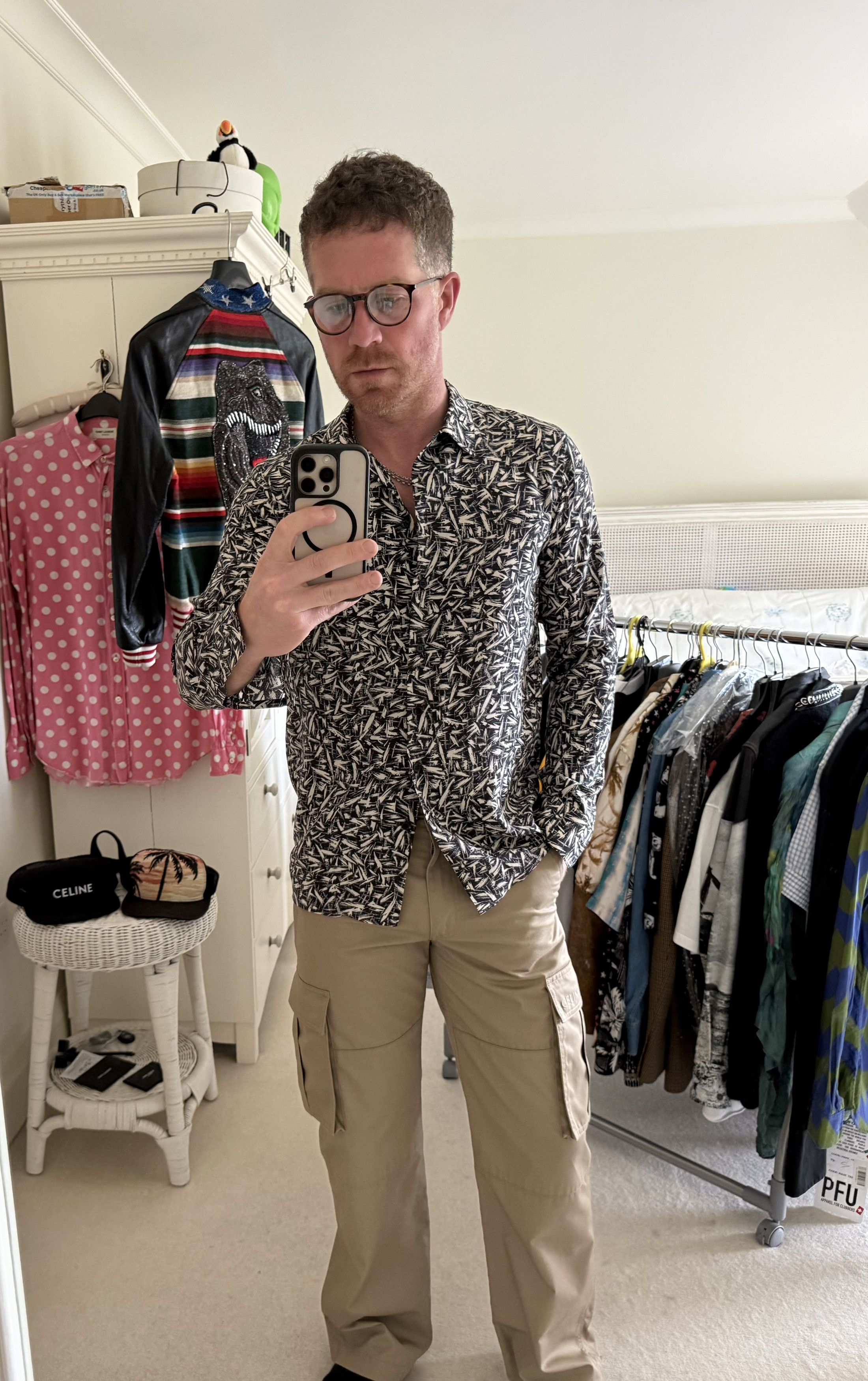 Saint Laurent Paris SS14 Saint Laurent Black white Brush squiggle silk shirt Size US M / EU 48-50 / 2 - 11 Thumbnail