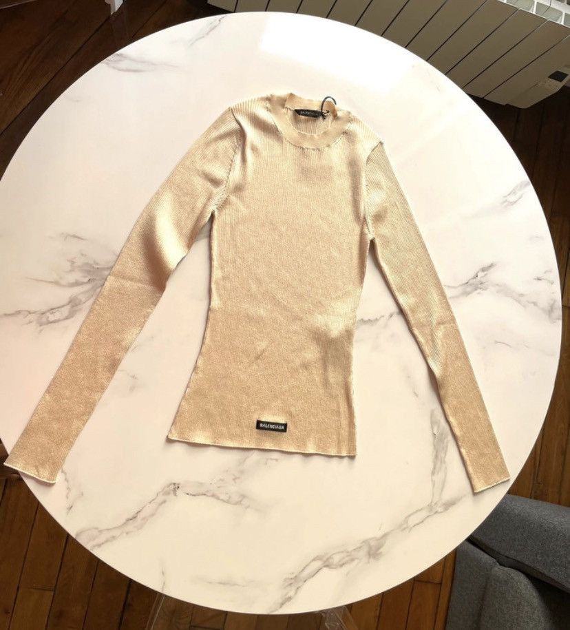 Balenciaga Balenciaga Ribbed Beige Sweater Size M / US 6-8 / IT 42-44 - 11 Thumbnail