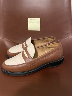 Aime Leon Dore Penny Loafers Brown/White Grained Leather Size 7 /Fits Like 8