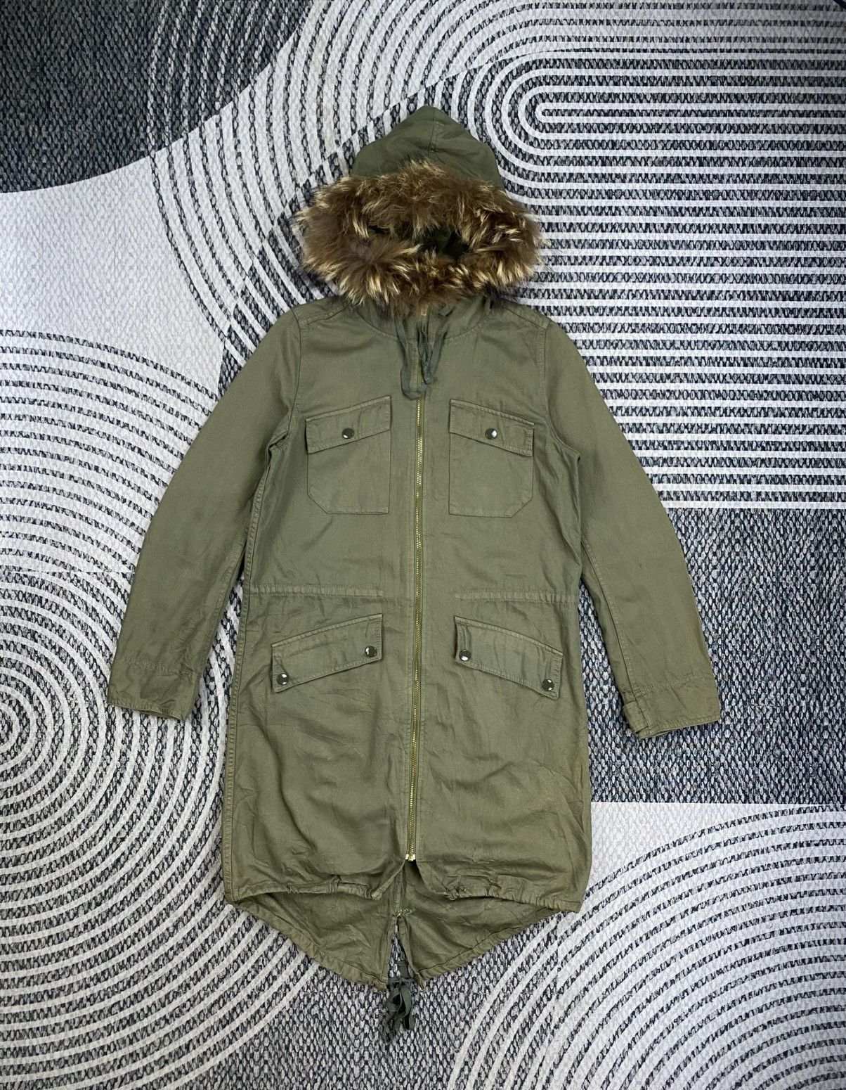 Japanese Brand Vtg Mystic Army Green Faux Fur Trimmed Hood Parka Size US S / EU 44-46 / 1 - 1 Thumbnail