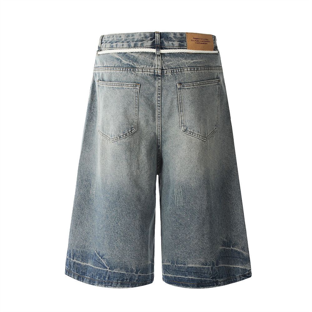 Japanese Brand × Jean Men's straight retro distressed punk washed denim shorts Size US 32 / EU 48 - 3 Thumbnail