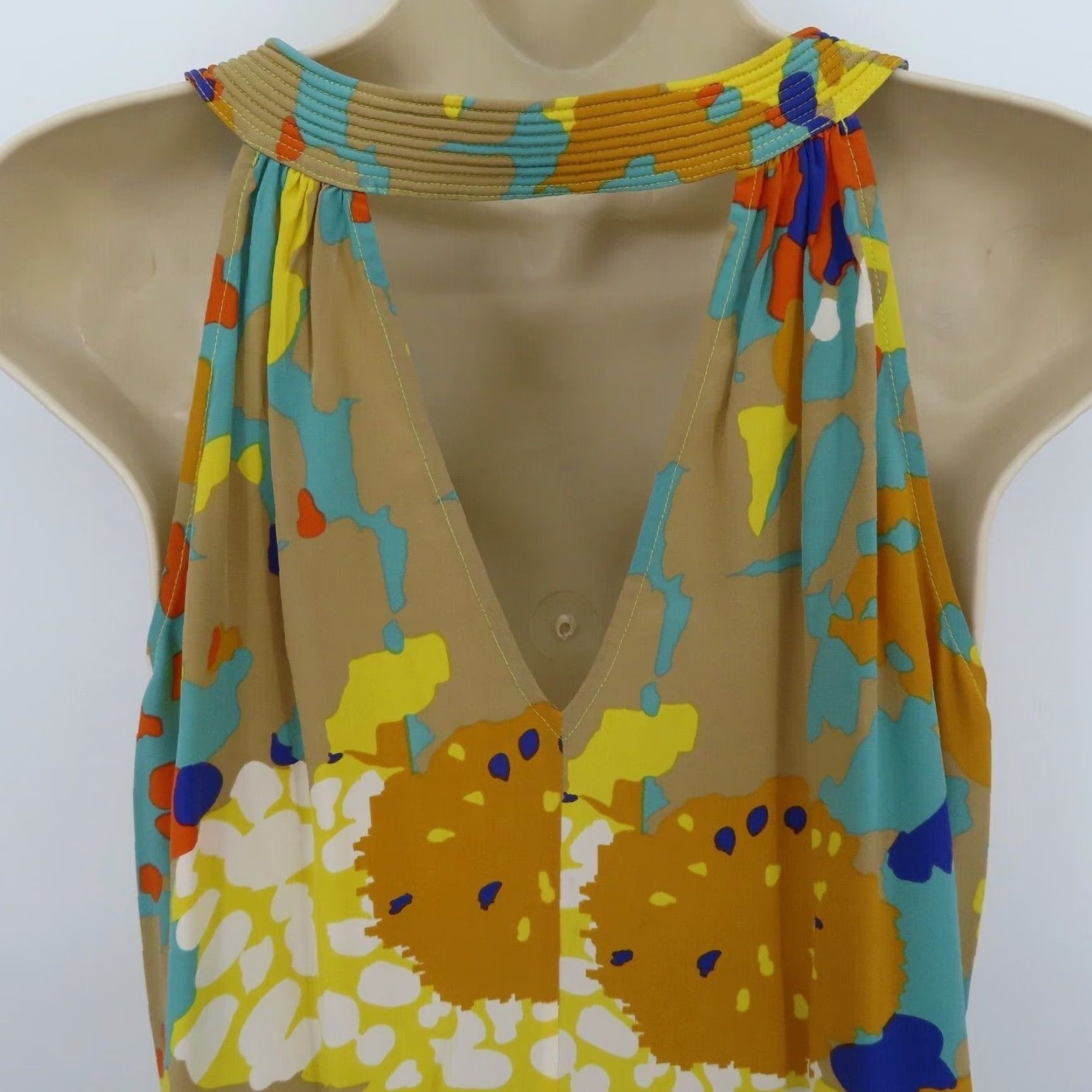 Diane von Furstenberg Diane von Furstenberg Tank Top Falyn Silk Yellow Beige Women 4 Sleeveless V-Neck Shirt Size S / US 4 / IT 40 - 5 Thumbnail