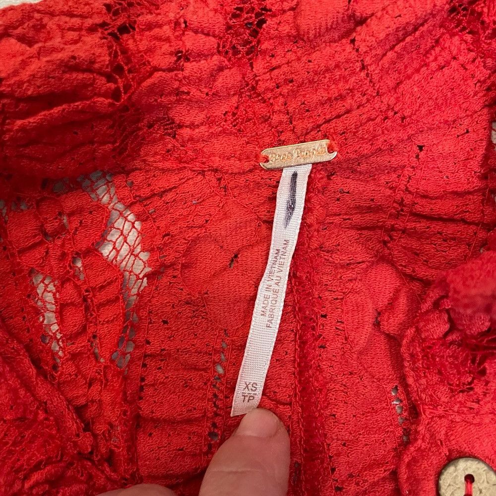 Free People NWT New $158 Free People Red Shayla Lace Long Sleeve Cotton Size XS / US 0-2 / IT 36-38 - 8 Thumbnail