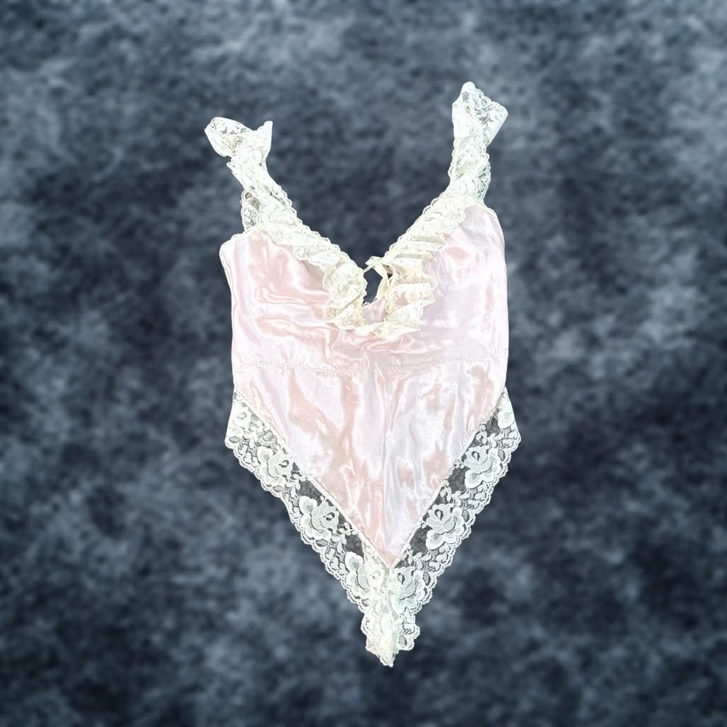 Vintage VINTAGE 80s 90s Lingerie Teddy Lace Satin Womens M Pink Lace & Satin Eveningwear Size M Women Pink Mens Womens Size ONE SIZE - 1 Thumbnail