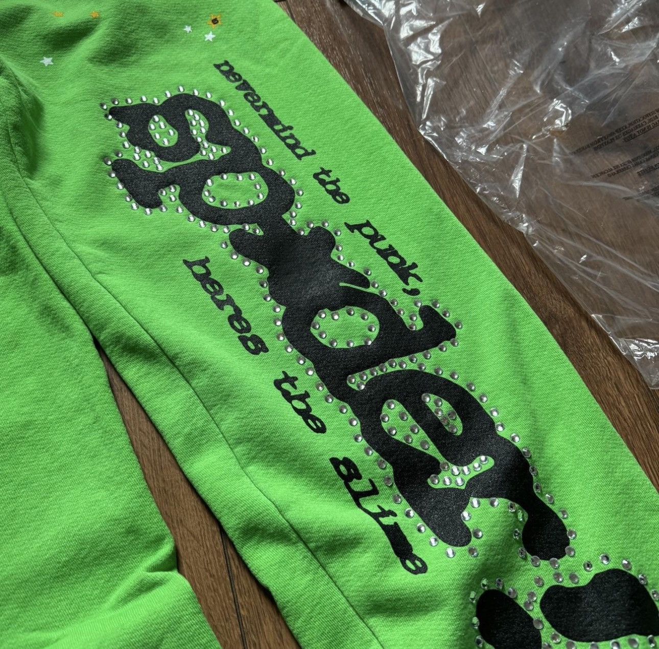 Sp5der Sp5der Slime Rhinestone Punk V2 Sweatpants Green Medium Size US 30 / EU 46 - 3 Thumbnail