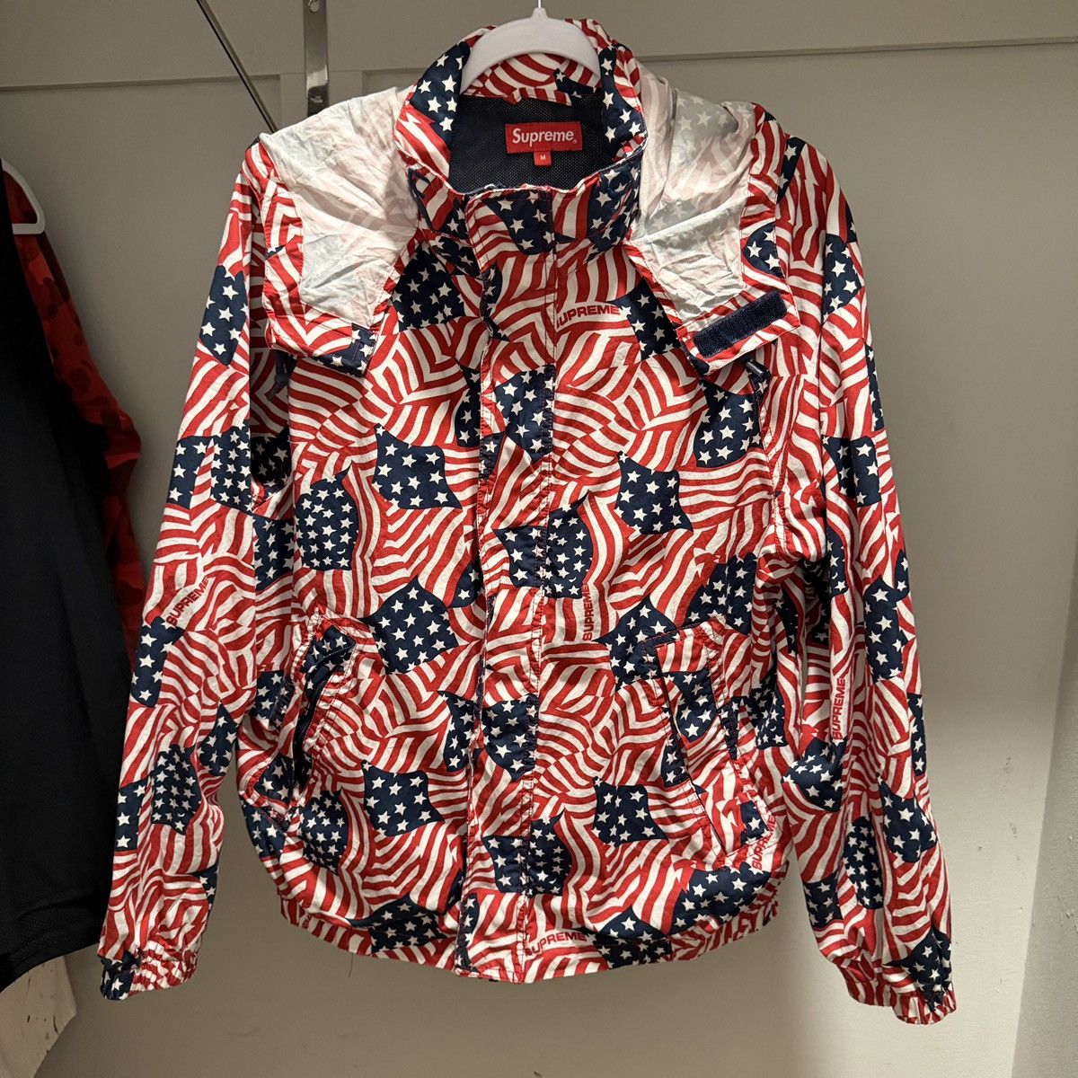 Supreme Supreme Raglan Court Flag Jacket With Built In Hood | Grailed