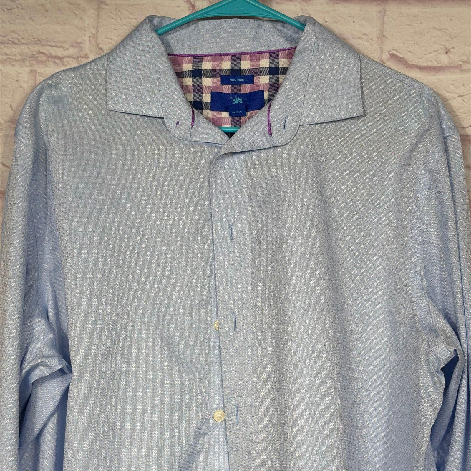Other Egara Men's Non-Iron Light Blue Dress Shirt Large Size 42R - 2 Thumbnail