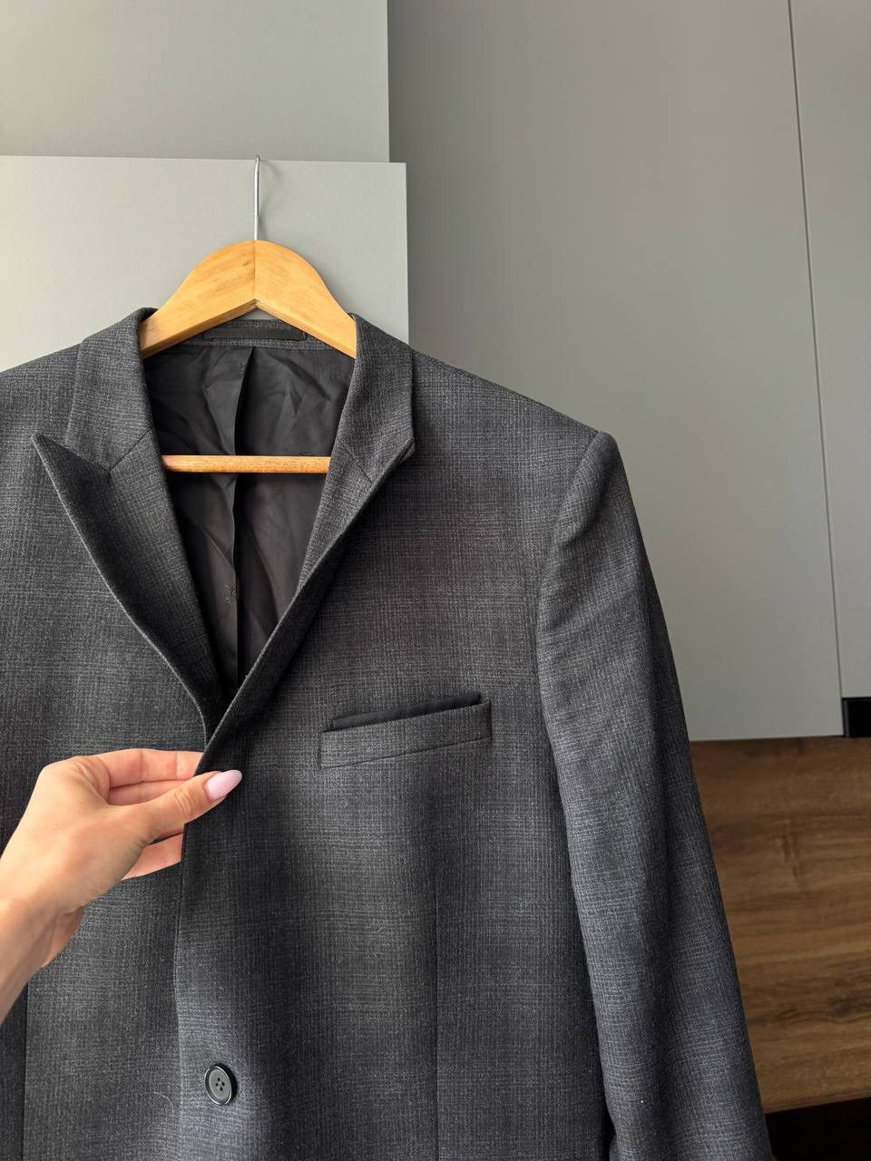 The Kooples The Kooples Fitted Check Blazer Gray Wool Size 50 Size 50S - 3 Thumbnail