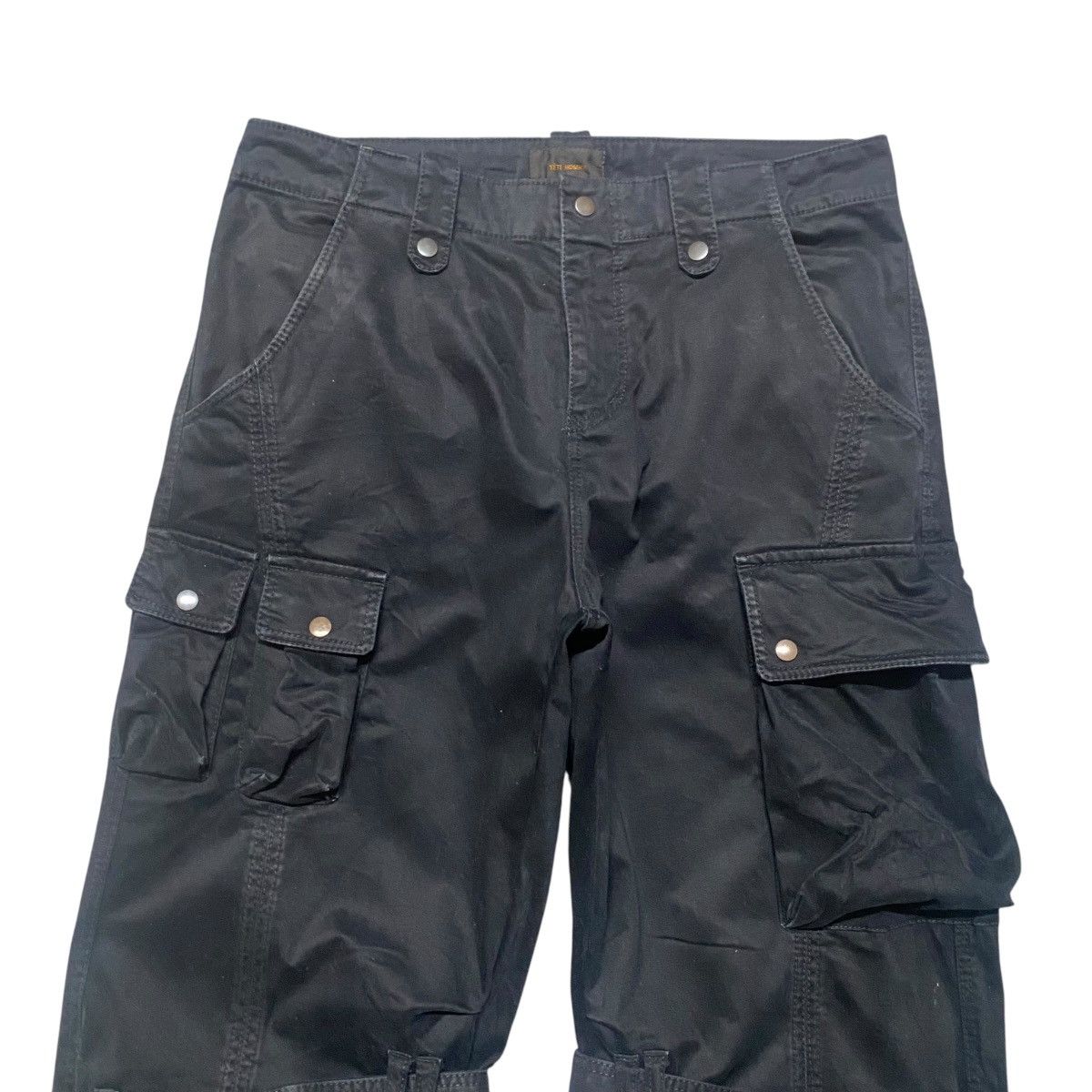 Tete Homme TETE HOMME Black Moleskin Bondage Cargo Pants Size US 32 / EU 48 - 3 Thumbnail