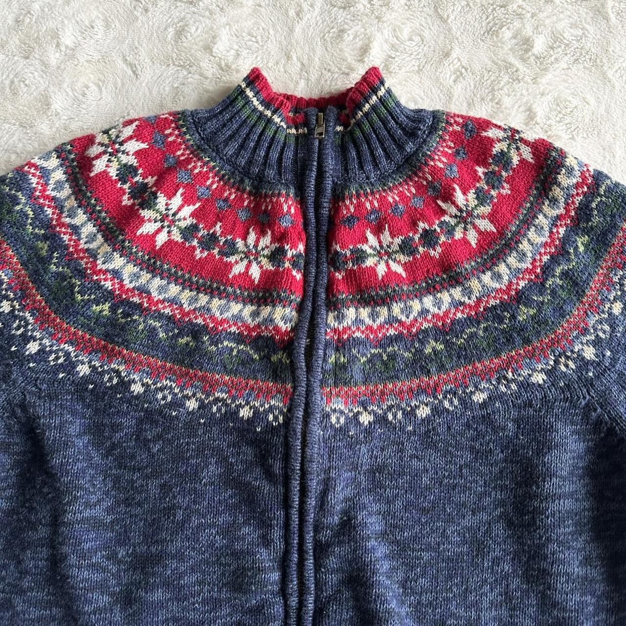 Other Vintage Fair Isle Cardigan Sweater Womens Medium Blue Zip Size M / US 6-8 / IT 42-44 - 3 Thumbnail