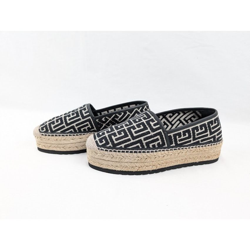 Balmain o1rshd1 Alex Jacquard Espadrilles in Ivory/Black Size US 8 / EU 41 - 16 Thumbnail