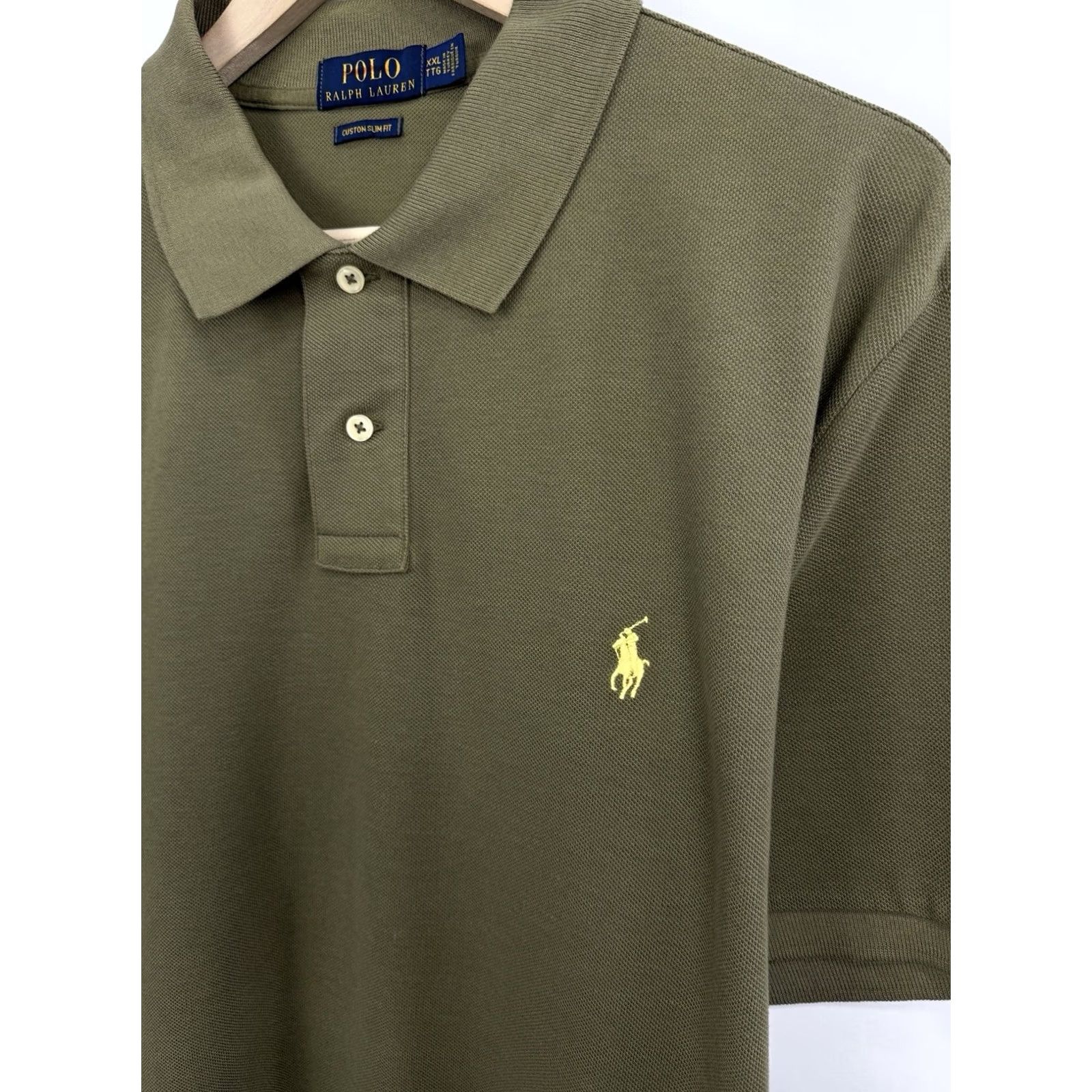 Ralph Lauren VINTAGE Polo Ralph Lauren Custom Slim Fit Polo T-Shirt Rare Retro XXL Olive Mens Brown? Size US XXL / EU 58 / 5 - 6 Thumbnail