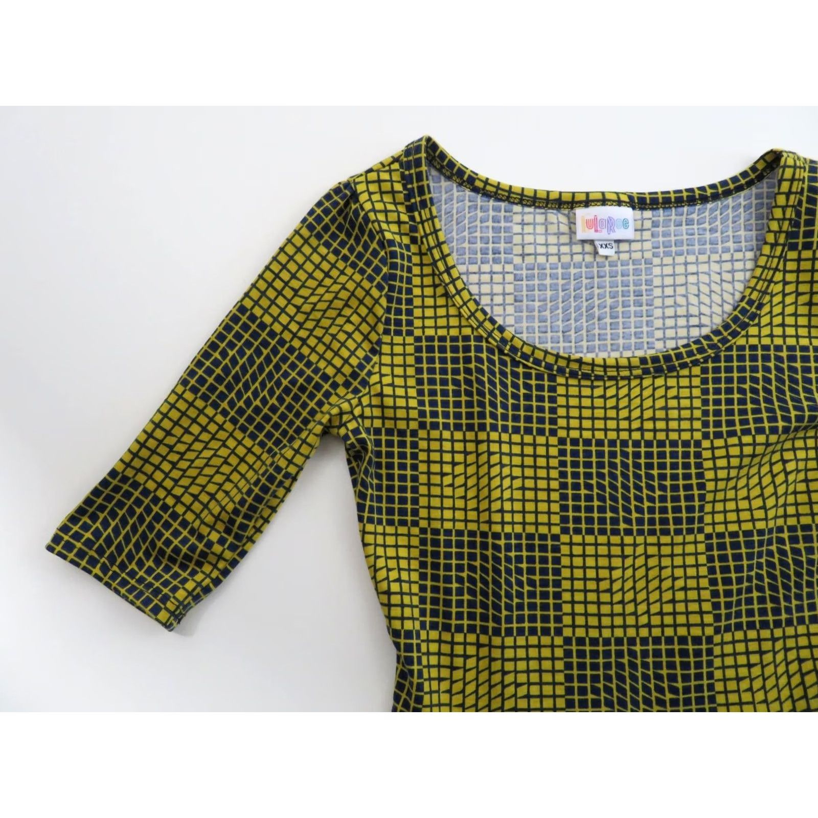 Vintage LuLaRoe Nicole Dress 2XS Blue Yellow Plaid Geometric Unicorn Fit & Flare Dress Womens 2XS Blue Yellow Plaid Geometric Unicorn 90s? Size XXS / US 00 / IT 34 - 5 Thumbnail