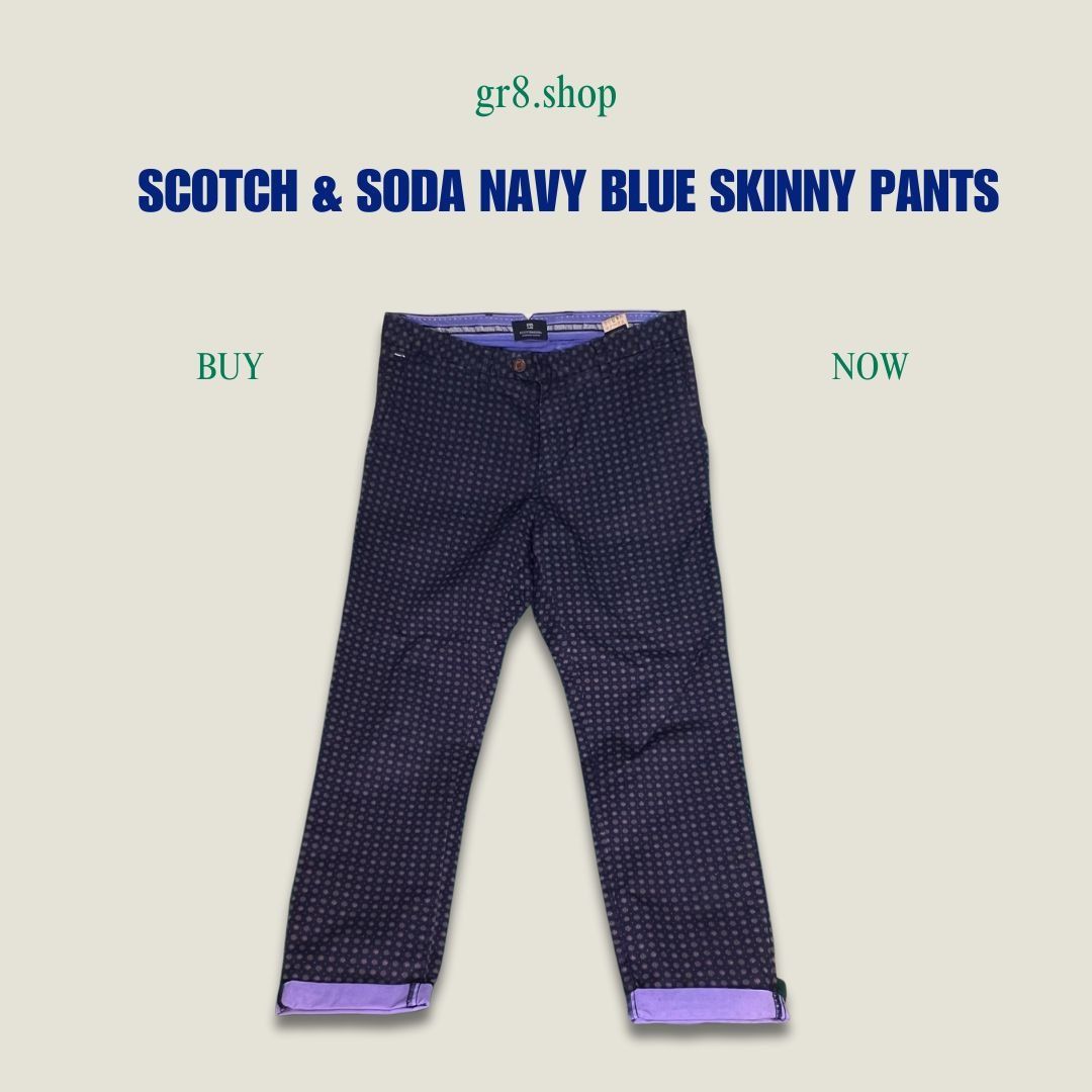 Scotch & Soda Scotch & Soda Navy Blue Patterned Skinny Pants Size 30 Made Size US 30 / EU 46 - 1 Thumbnail
