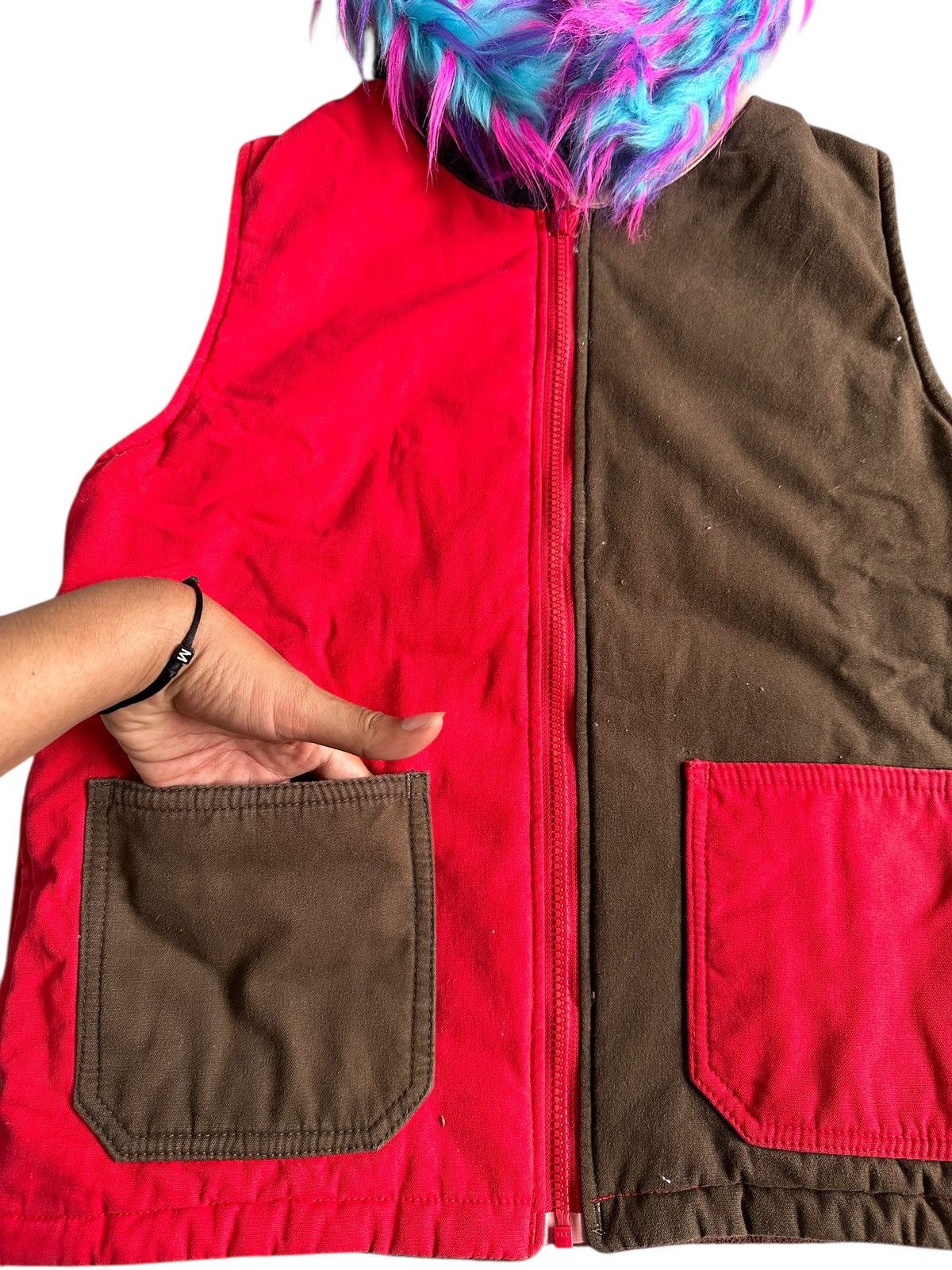 Le Grande Bleu (L.G.B.) OLD BETTY’S COLOUR BLOCK VEST FUR ZIP HOODIE IFSIX LGB STYLE Size US M / EU 48-50 / 2 - 4 Thumbnail