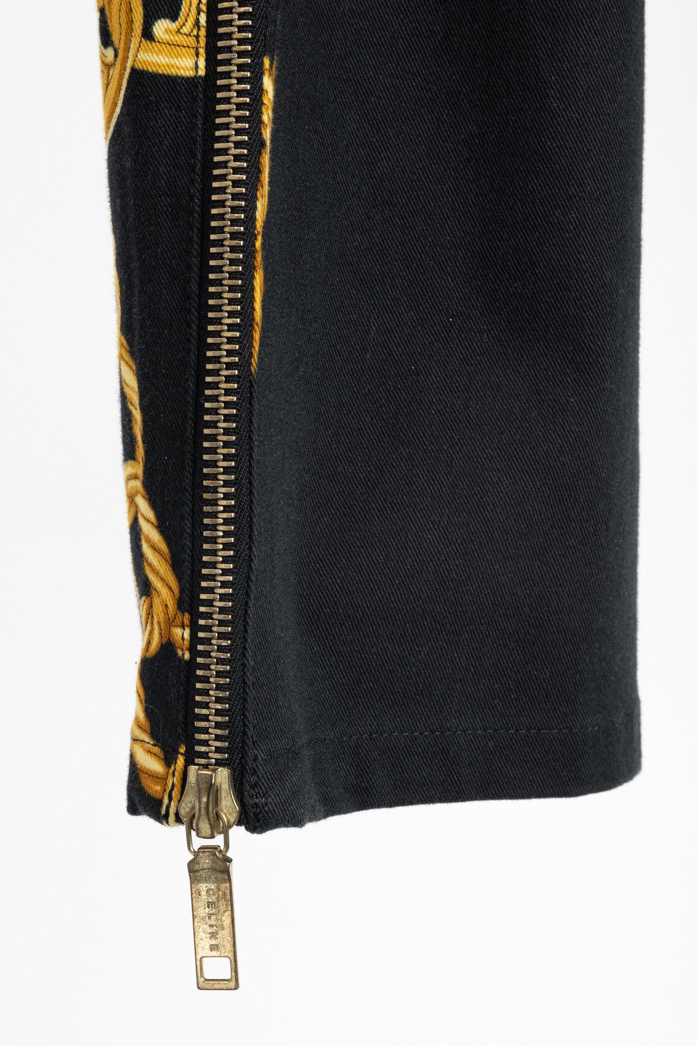 Celine Celine SS/04 Black Chain-Motif Cotton Twill Skinny Pants Size 28" / US 6 / IT 42 - 8 Thumbnail