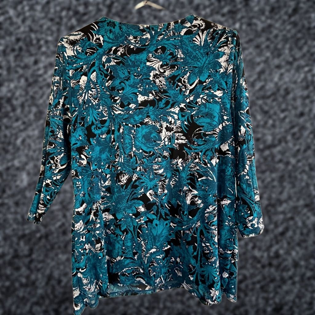 Alfani Alfani Womens Plus Size 3X Blue Black Floral Layered Tunic Top 3/4 Sleeve Casual Size XXL / US 16-18 / IT 52-54 - 1 Thumbnail