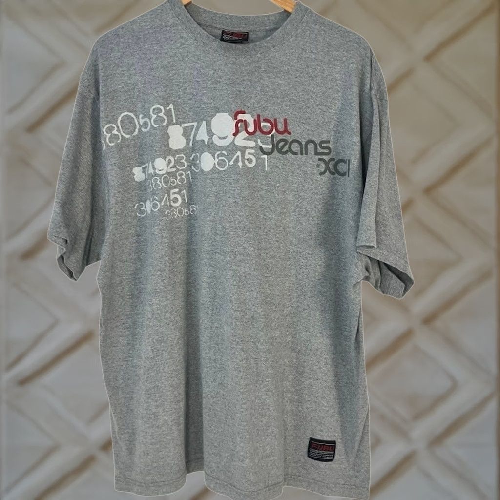 Fubu VINTAGE FUBU Jeans XCII T-Shirt Mens Gray Graffiti Graphic XL 90s Y2K Size US XL / EU 56 / 4 - 1 Thumbnail