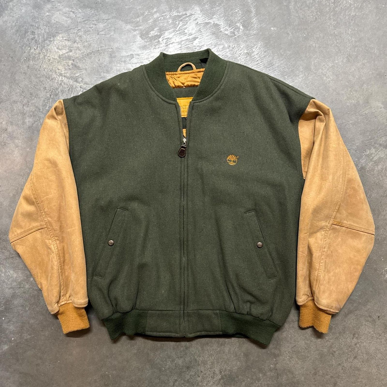 Timberland × Vintage Vintage 90s Timberland Suede Leather Varsity Jacket Size US M / EU 48-50 / 2 - 1 Thumbnail