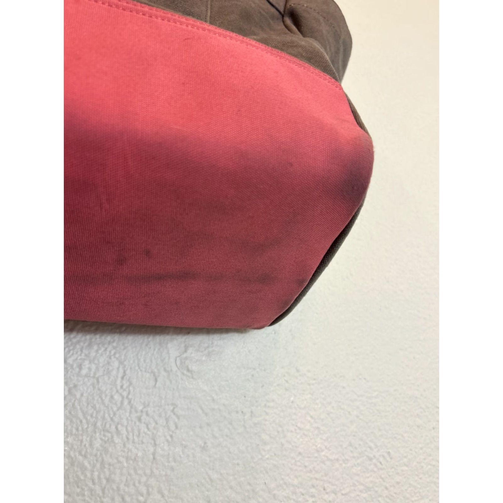 Vintage BIRDLING Tote Bag Medium Canvas Gray Pink Shoulder Interior Pouch 14x11x7 Unisex Adults Large Gray Hardware Pockets Size ONE SIZE - 6 Thumbnail