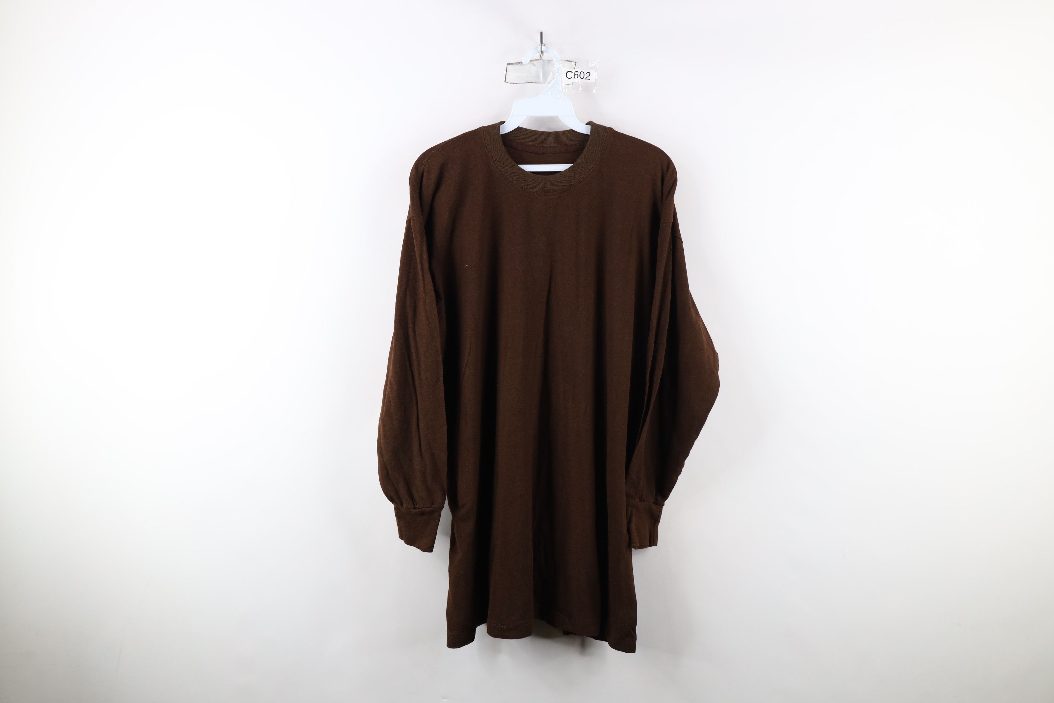 Vintage Vintage 90s Streetwear Faded Blank Long Sleeve T-Shirt Brown Size US XL / EU 56 / 4 - 1 Thumbnail