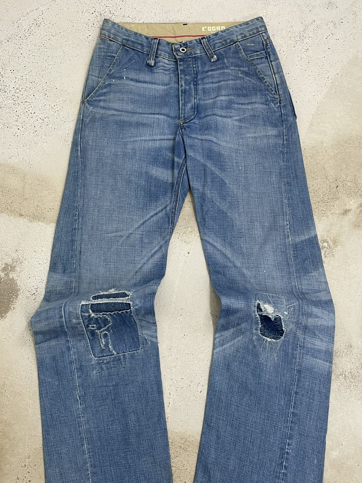 Vintage Vintage 90’s Designer USA Rogan Distressed Patchwork Denim Size US 29 - 3 Thumbnail