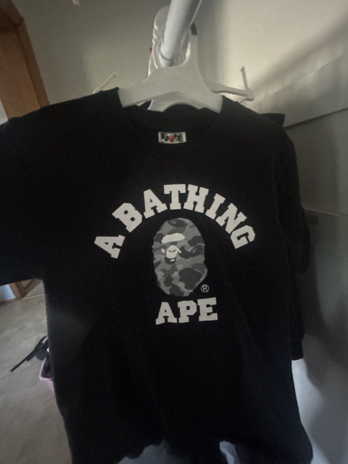 image of Bape Honeycomb Camo College Tee in Black, Men's (Size Small)