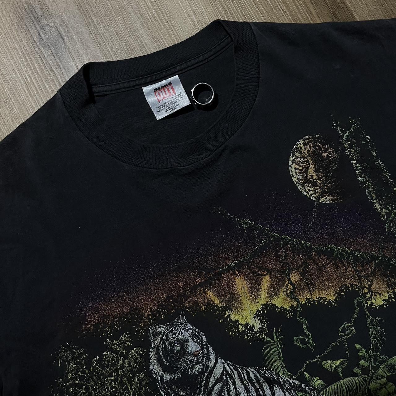 Vintage 🐅 1993 “Stand Out Designs” White Tiger Graphic Single Stitch Size US XL / EU 56 / 4 - 4 Thumbnail